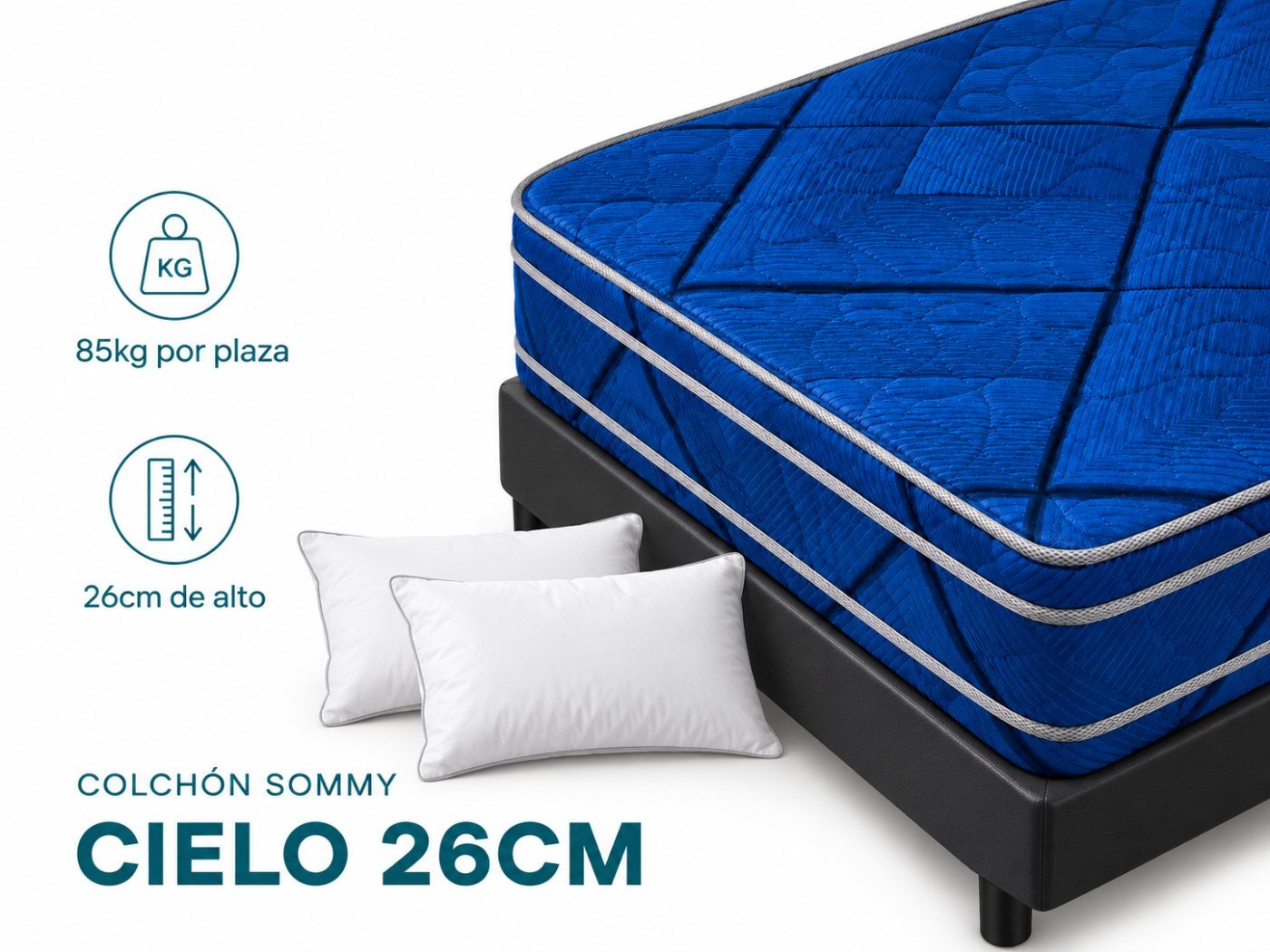 Combo Colchón Sommy Cielo 26cm espuma