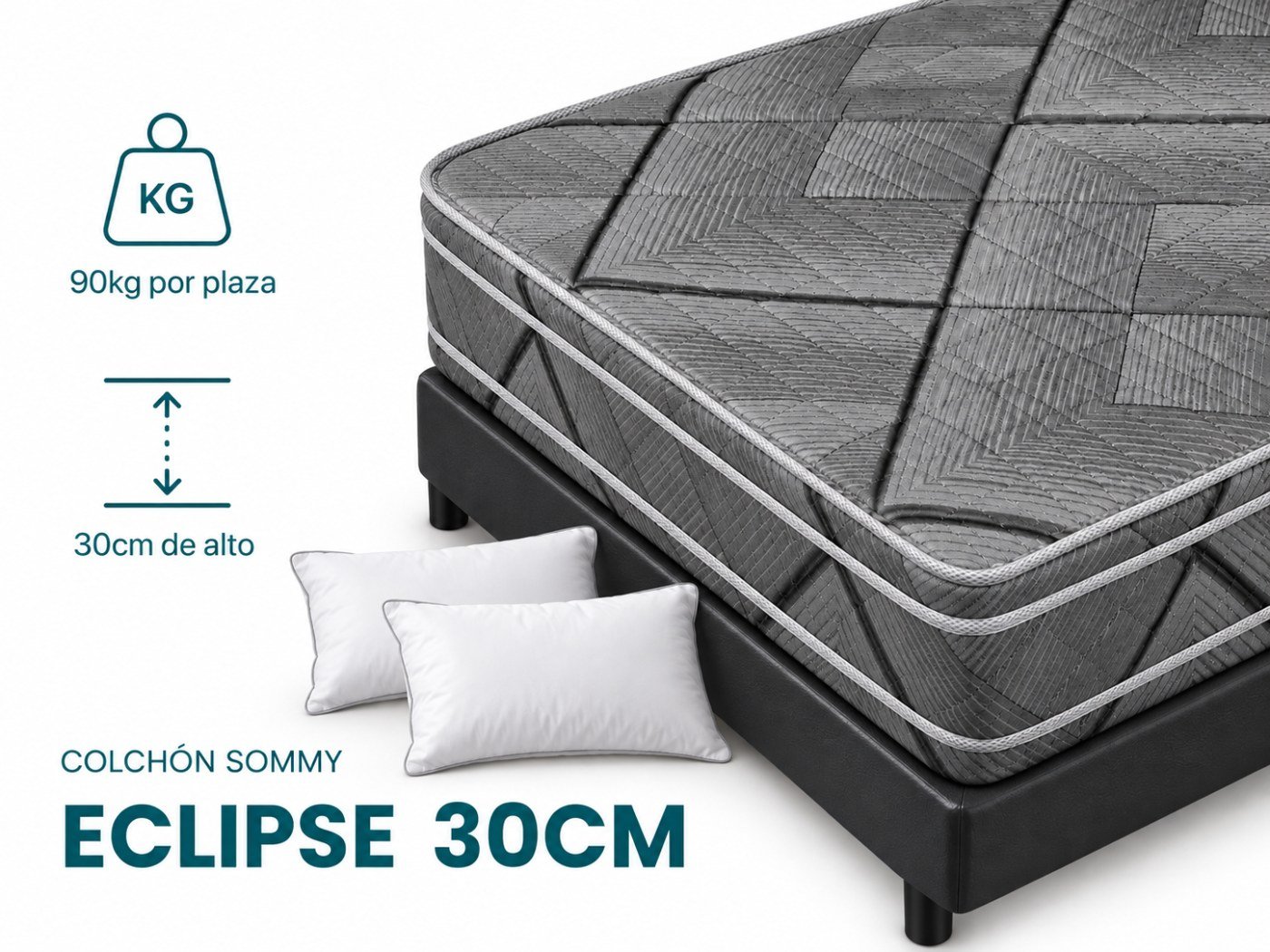 Combo Colchón Sommy Eclipse 30cm espuma