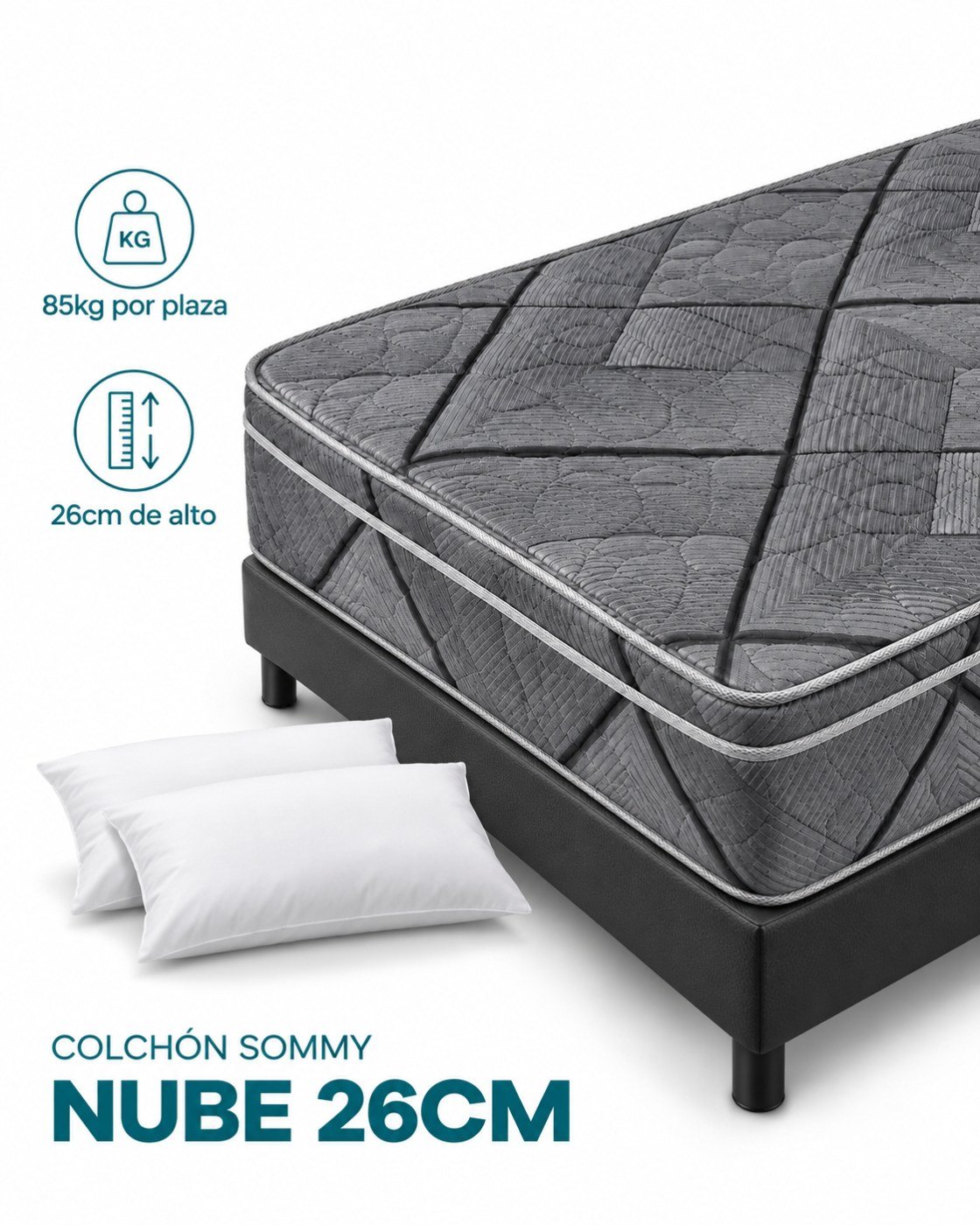 Combo Colchón Sommy Nube 26cm espuma